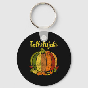 Fallelujah Fall Pumpkin Retro Distressed Autumn Ha Key Ring