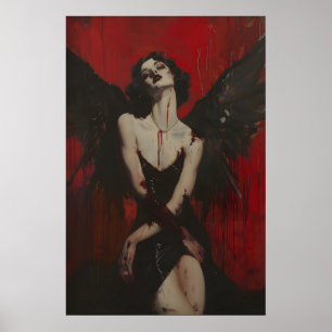 Fallen Angel, Dark Angel in Artful Oil Painting Poster