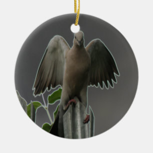 Fallen Angel Dove Custom Birthday Ceramic Ornament