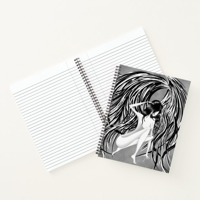 Fallen Angel gray monochrome Notebook (Inside)