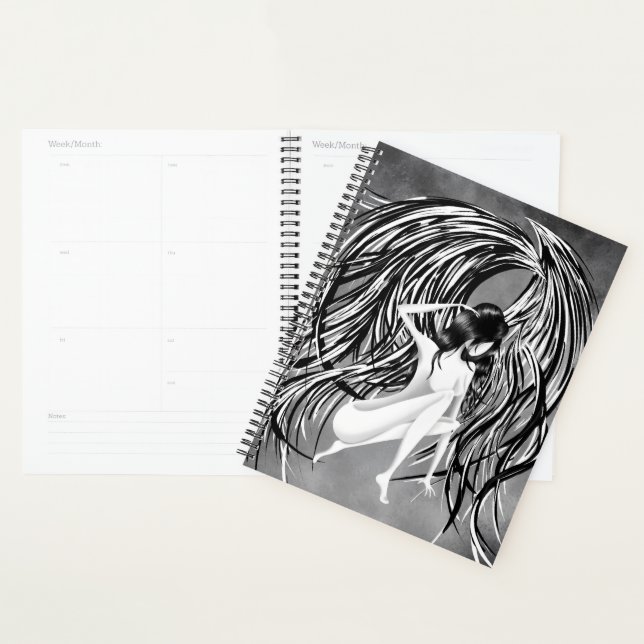 Fallen Angel Gray Monochrome  Planner (Display)