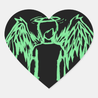 Fallen Angel Green Heart Sticker