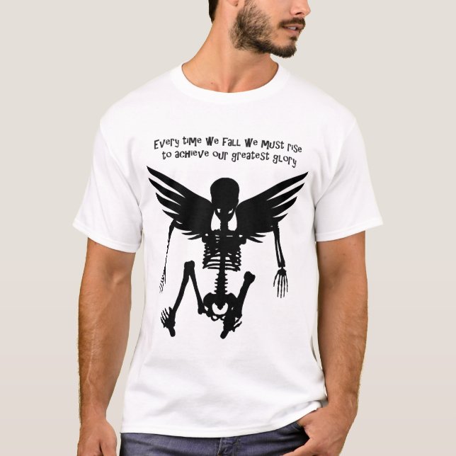Fallen Angel Skeleton silhouette Quotes Wisdom Art T-Shirt (Front)