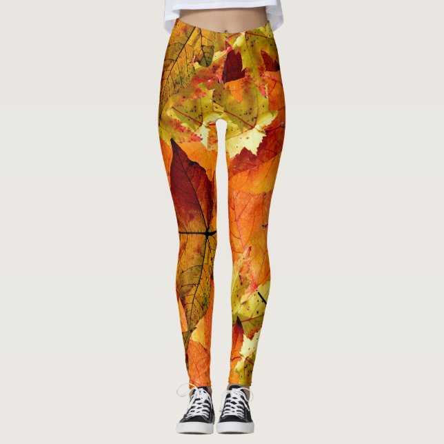 Fallen Autumn Leaves Leggings (Front)
