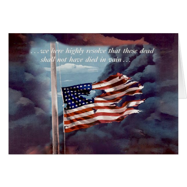 Fallen But Not Forgotten Smoke and Torn Flag Card (Front Horizontal)