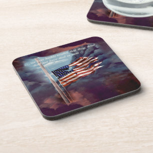 Fallen But Not Forgotten Smoke and Torn Flag Coaster