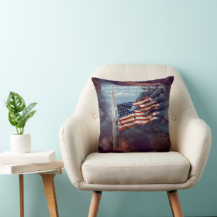 Fallen But Not Forgotten Smoke and Torn Flag Cushion