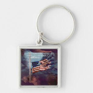 Fallen But Not Forgotten Smoke and Torn Flag Key Ring