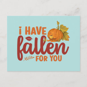 Fallen For You Cute Autumn Funny Valentine's Day Postcard