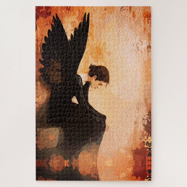 Fallen Grace – Melancholic Angel Reflection Jigsaw Puzzle (Vertical)
