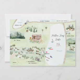 Fallen Leaf Lake   Wedding Map Itinerary Invitation