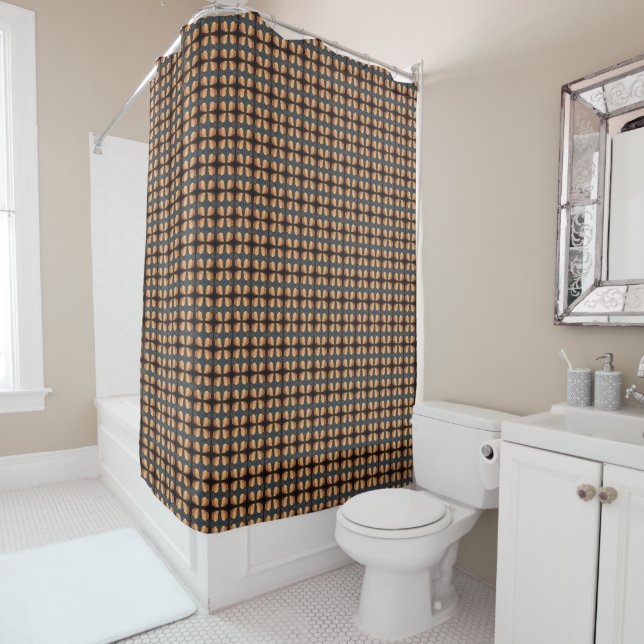 Fallen Leaf Pattern with Nailheads Shower Curtain (In Situ)