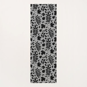 Fallen Leaves 2Way Pattern Black on Grey Yoga Mat