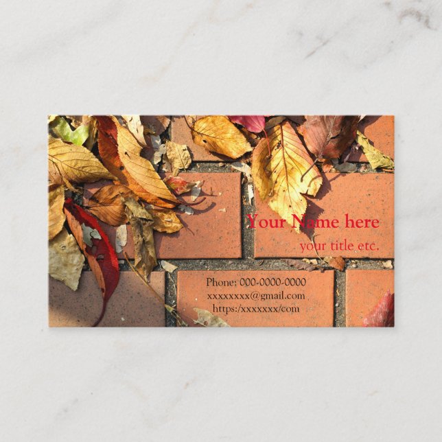 fallen leaves autumn colors, business card Fall of (Front)