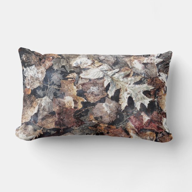 Fallen Leaves Autumn Winter Watercolor Art Lumbar Cushion (Front)
