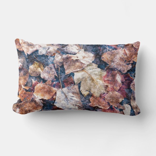 Fallen Leaves Autumn Winter Watercolor Art Lumbar Cushion (Front)