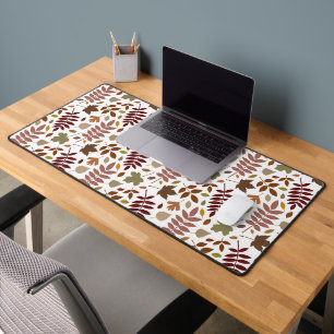 Fallen Leaves Big Pattern Fall Colours on White Desk Mat