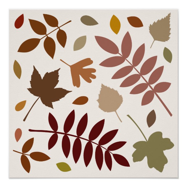 Fallen Leaves Design Fall Colours on Cream Poster (Front)