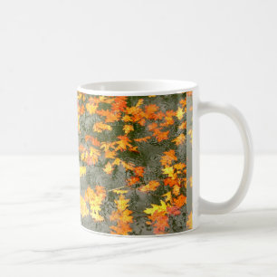 fallen leaves in rain coffee mug