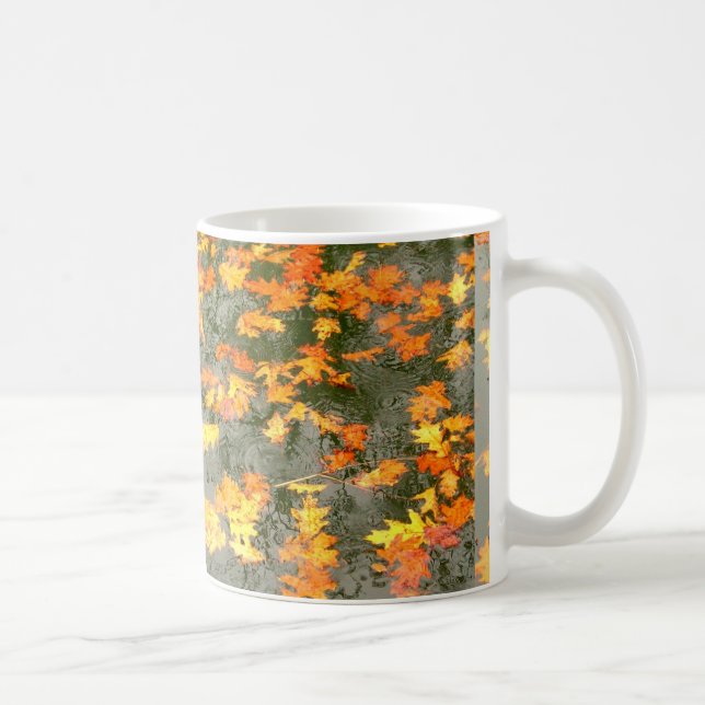 fallen leaves in rain coffee mug (Right)