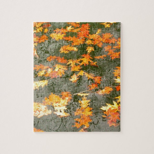fallen leaves in rain jigsaw puzzle (Vertical)