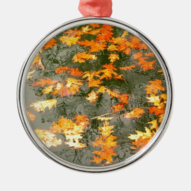 fallen leaves in rain metal tree decoration (Front)