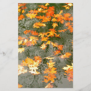 fallen leaves in rain stationery