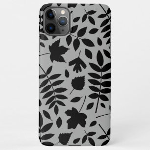 Fallen Leaves Lg Pattern Black on Grey iPhone 11Pro Max Case