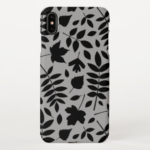 Fallen Leaves Lg Pattern Black on Grey iPhone Case