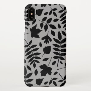 Fallen Leaves Lg Pattern Black on Grey iPhone Case