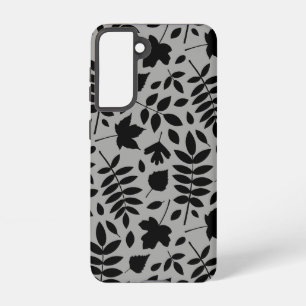 Fallen Leaves Lg Pattern Black on Grey Samsung Galaxy Case