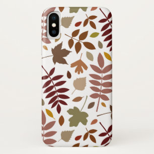 Fallen Leaves Lg Pattern Fall Colours on White iPhone X Case