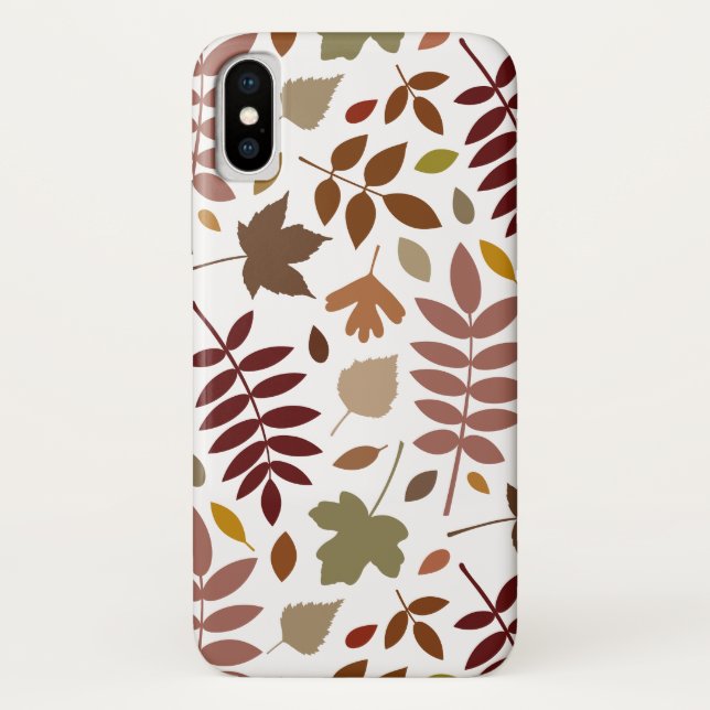 Fallen Leaves Lg Pattern Fall Colours on White Case-Mate iPhone Case (Back)