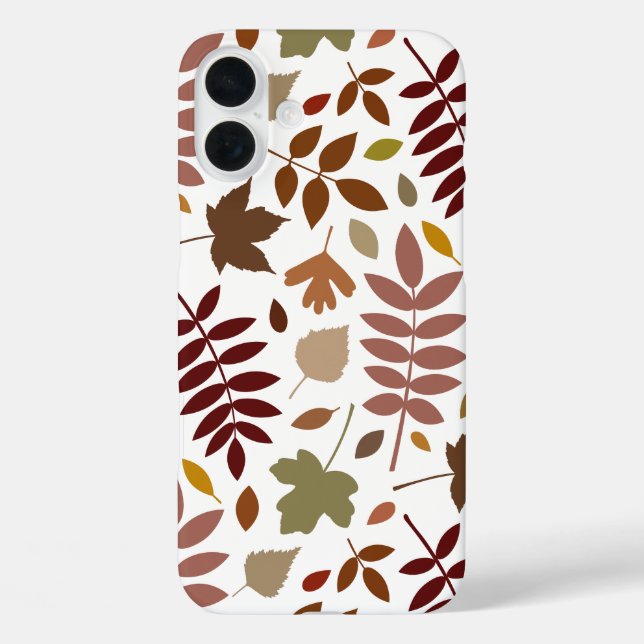 Fallen Leaves Lg Pattern Fall Colours on White Case-Mate iPhone Case (Back)