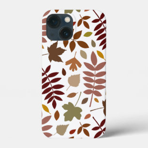 Fallen Leaves Lg Pattern Fall Colours on White iPhone 13 Mini Case