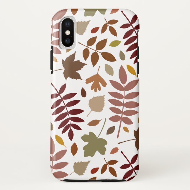 Fallen Leaves Lg Pattern Fall Colours on White Case-Mate iPhone Case (Back)