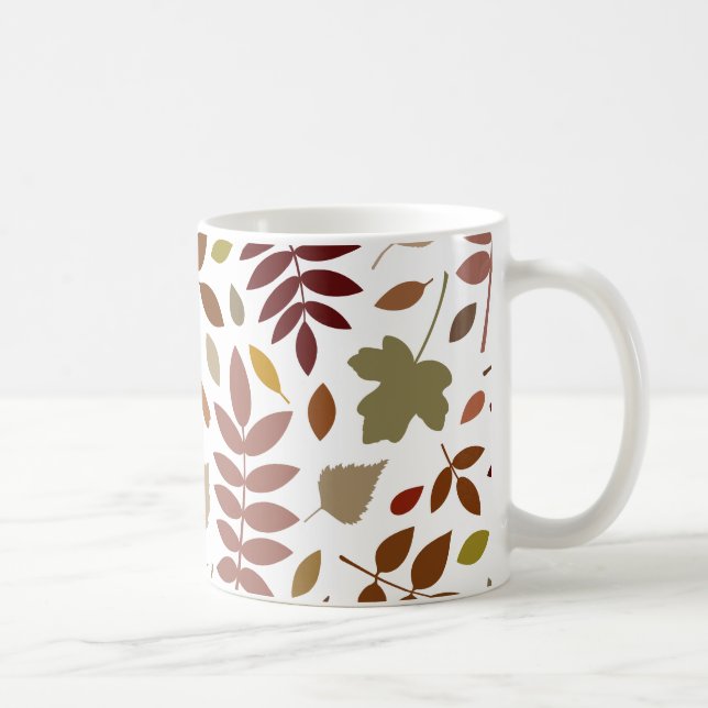 Fallen Leaves Lg Pattern Fall Colours on White Coffee Mug (Right)