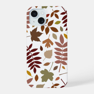 Fallen Leaves Lg Pattern Fall Colours on White iPhone 15 Case