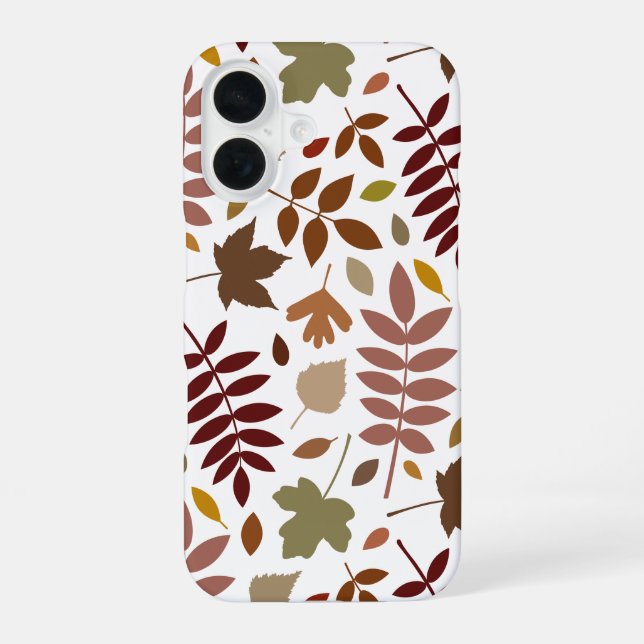 Fallen Leaves Lg Pattern Fall Colours on White iPhone 16 Case (Back)