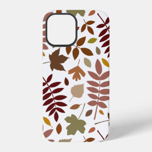 Fallen Leaves Lg Pattern Fall Colours on White iPhone 12 Case