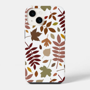 Fallen Leaves Lg Pattern Fall Colours on White iPhone 14 Case