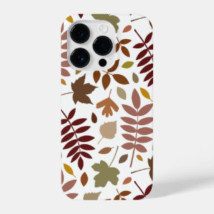 Fallen Leaves Lg Pattern Fall Colours on White iPhone 14 Pro Case