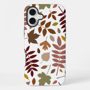 Fallen Leaves Lg Pattern Fall Colours on White iPhone 16 Plus Case