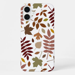 Fallen Leaves Lg Pattern Fall Colours on White iPhone 16 Plus Case