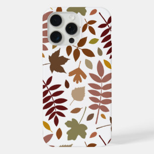Fallen Leaves Lg Pattern Fall Colours on White iPhone 15 Pro Max Case