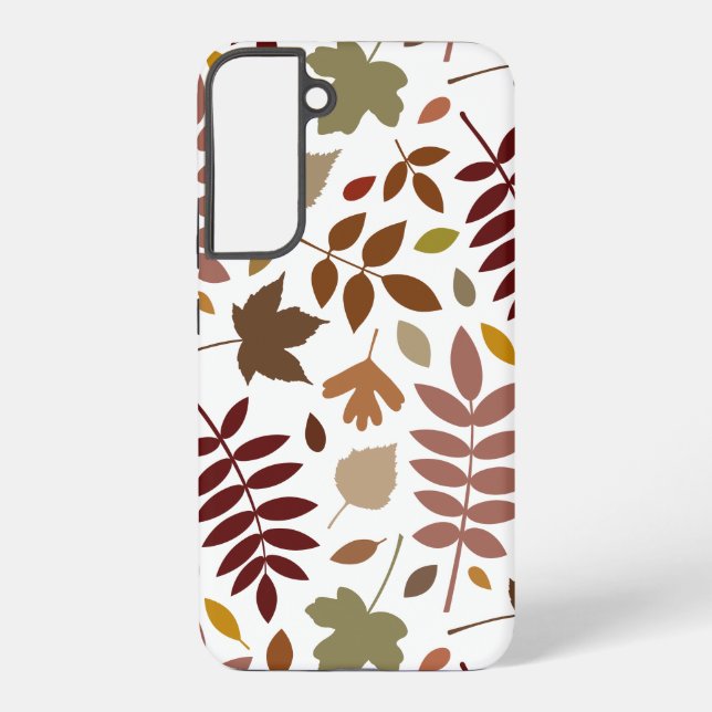 Fallen Leaves Lg Pattern Fall Colours on White Samsung Galaxy S22+ Case (Back)