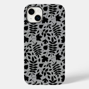 Fallen Leaves Pattern Black on Grey Case-Mate iPhone 14 Plus Case