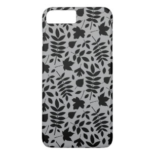 Fallen Leaves Pattern Black on Grey iPhone 8 Plus/7 Plus Case