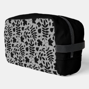 Fallen Leaves Pattern Black on Grey Dopp Kit