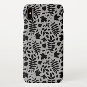 Fallen Leaves Pattern Black on Grey iPhone Case